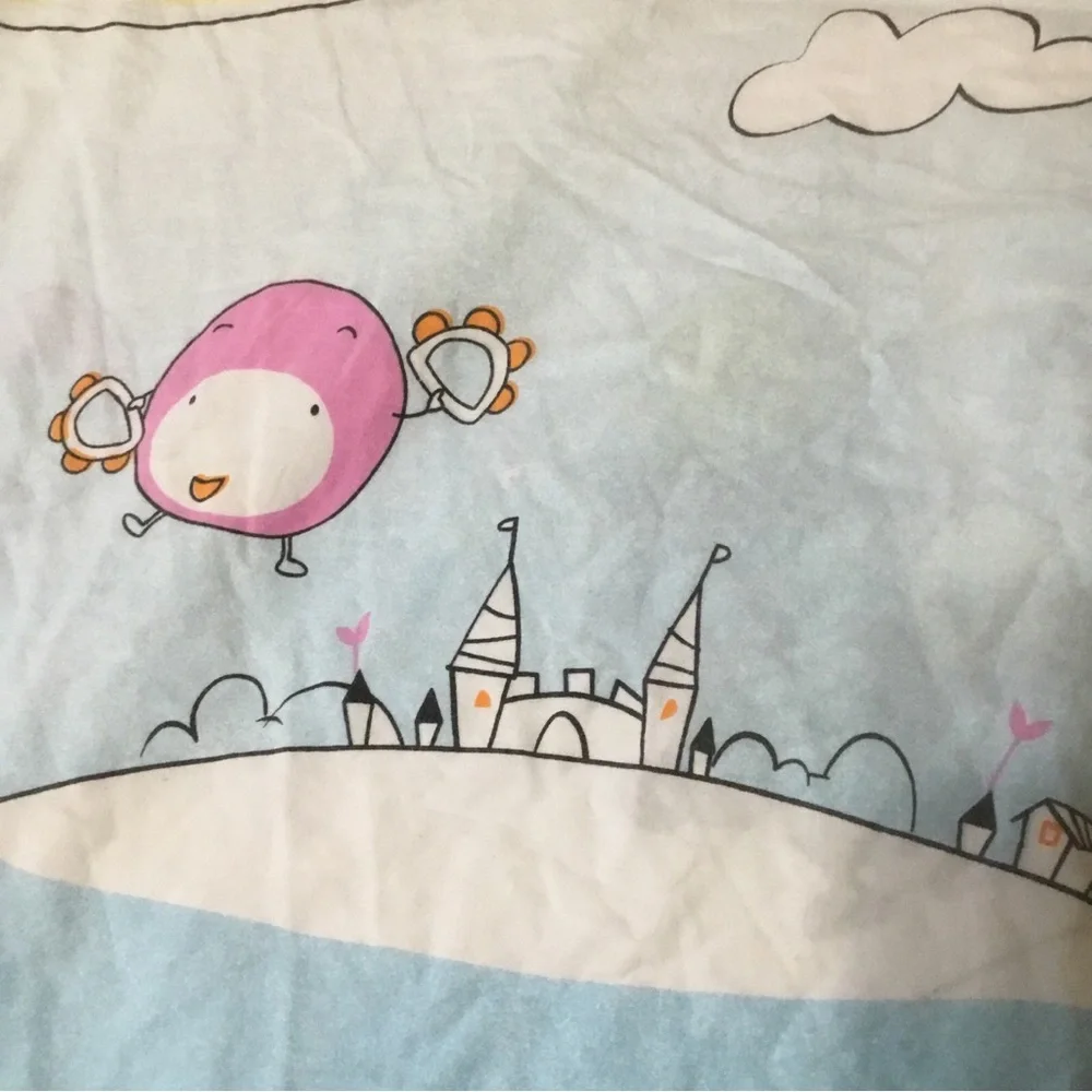 Pleasant Goat & Big Bad Wolf Full Duvet Cover Light Blanket HTF RARE Blue White
